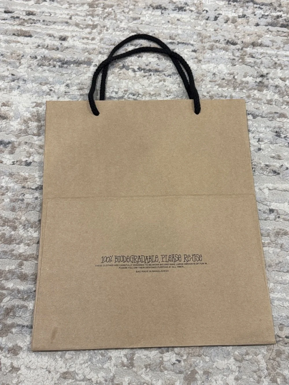 Stussy Brown paper Gift Bag with Black Logo and Handles